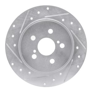 Toyota Corolla Brake Rotor (1) - Rear Left - R1 Concepts - Drilled & Slotted - Silver - `09-`15